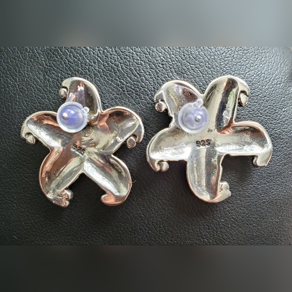 One Pair Sterling Marcasite Starfish Earrings - Picture 2 of 2